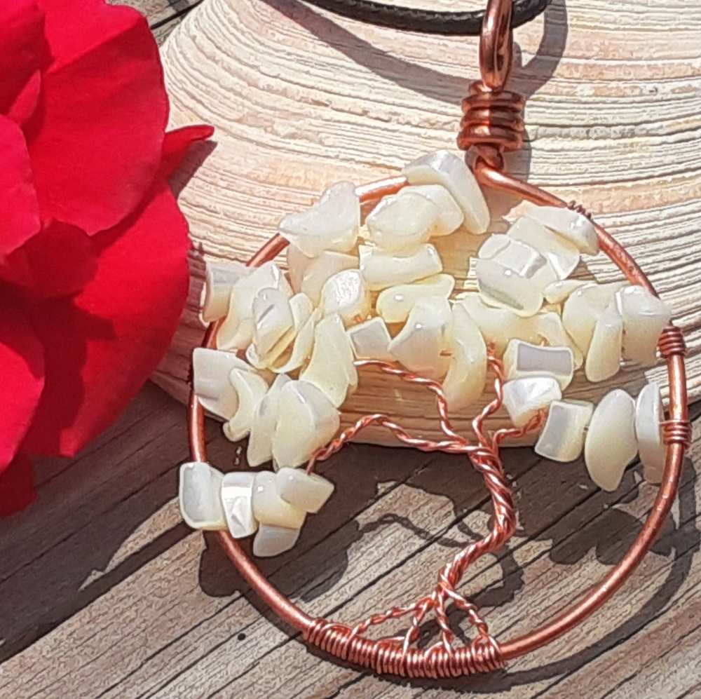 Boho Seashells Tree of Life Pendant Necklace